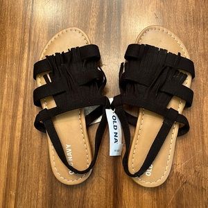 Old Navy girls black fringe suede sandals size 1